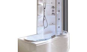 Комбинированная акриловая ванна с гидромассажной системой Glass Sintexi D1 D/S, 189,5 x 70/85 см